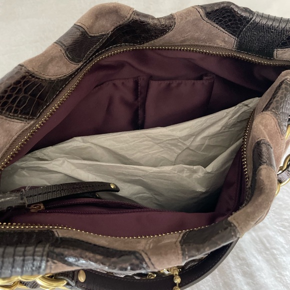 Coach Brooke Inlaid C Large hobo shoulder bag, model #14340, brown/taupe suede - Picture 7 of 12